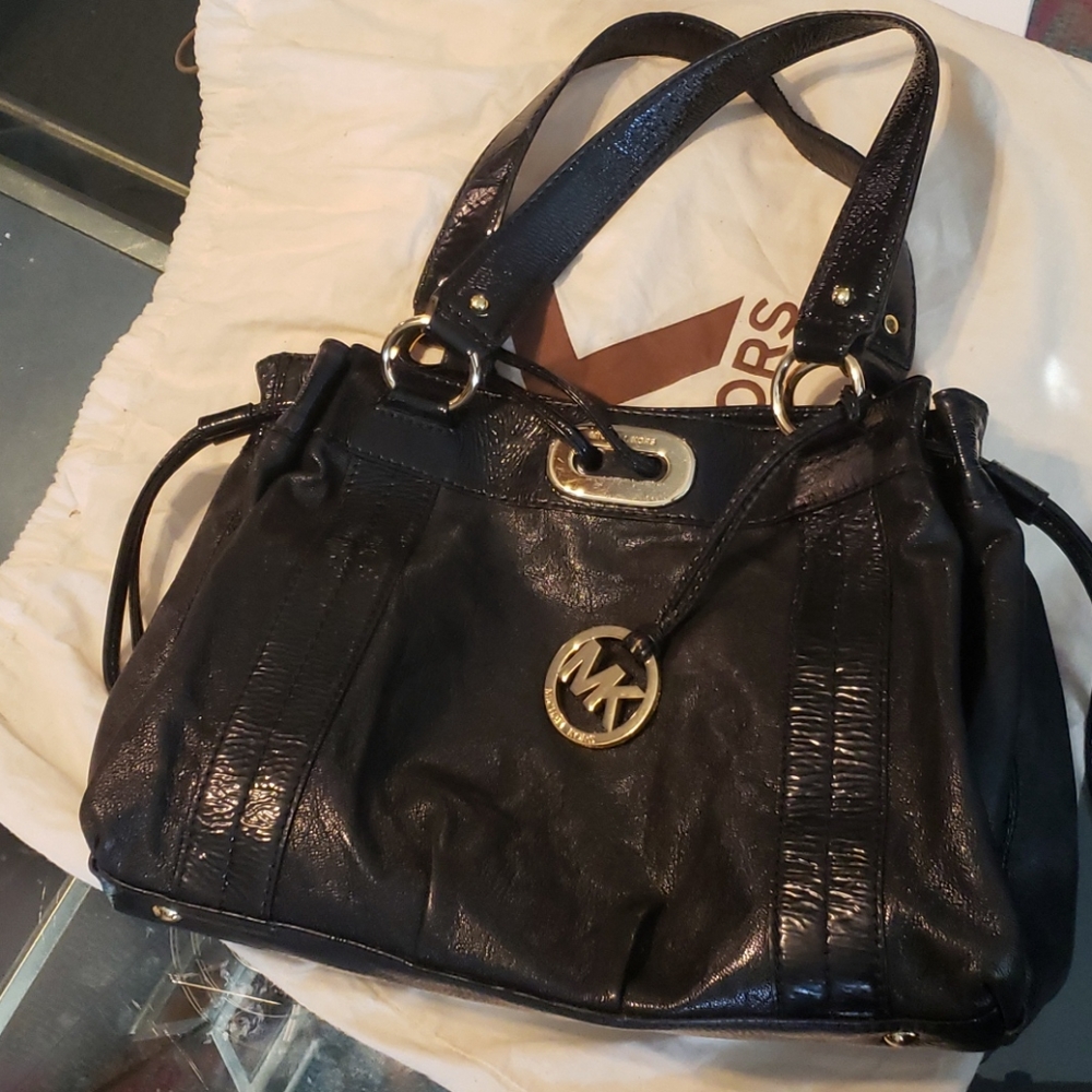 Michael Kors Black Leather w/Gold Accents